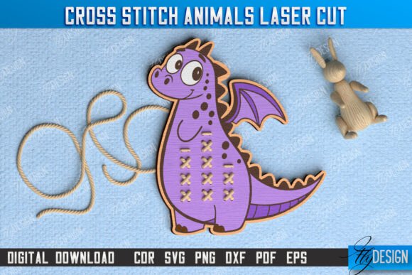 Cross Stitch Dragon Montessori Lacing