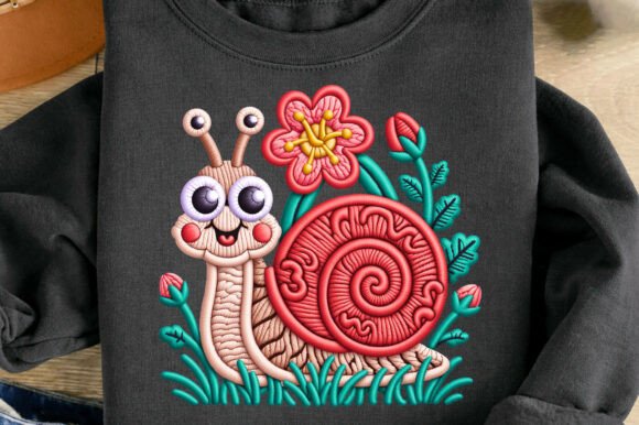 Cute Snail Flower Faux Yarn Embroidery