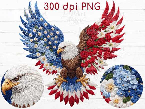 Faux Embroidery Eagle Patriotic Eagle