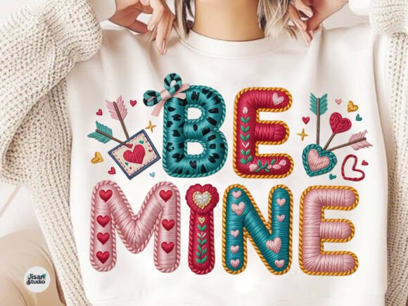 Faux Yarn Embroidery Valentine Day PNG