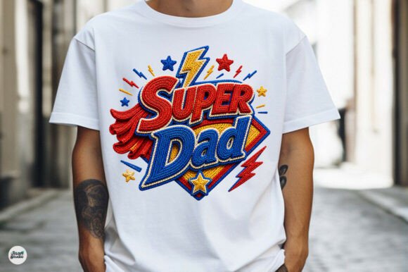 Superhero Dad Faux Embroidery Father Day